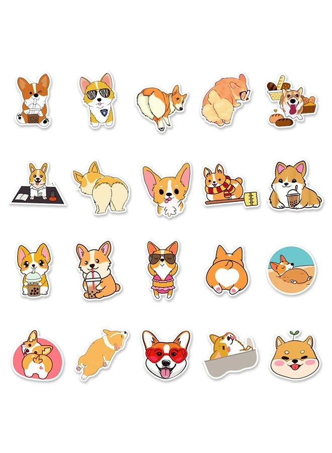 50 PCS Cute Corgi Dog Cartoon Anime Stickers, PVC Waterproof Scratch Proof Reuse Stickers for Water Bottles Laptop Skateboard Bike Phone Guitar Luggage Stickers - Image 4