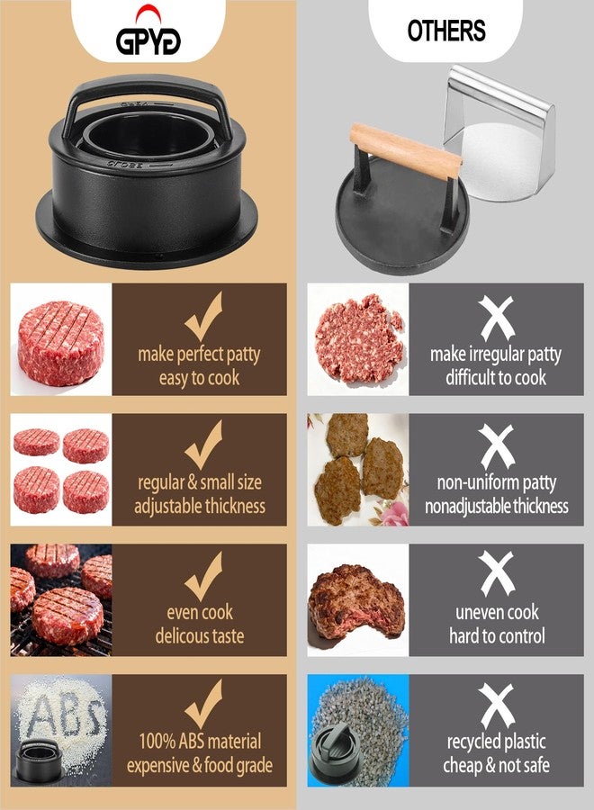 GPYG Burger Press Hamburger Patty Maker Slider Press Stuffed Burger Patty Press Regular Burger Patties Cookery Mold 3 in 1 Non Stick Kitchen Barbecue Tool - Image 3