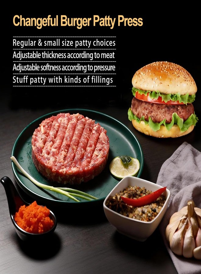 GPYG Burger Press Hamburger Patty Maker Slider Press Stuffed Burger Patty Press Regular Burger Patties Cookery Mold 3 in 1 Non Stick Kitchen Barbecue Tool - Image 2