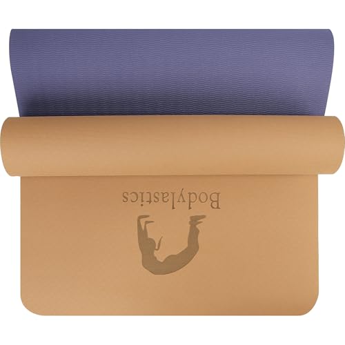 Bodylastics Yoga Mat for Men and Women with Carry Bag TPE 6ft x 2ft x 6mm Large Size Anti Slip & Anti Tear Workout Mat (Champagne Gold/Blue Mat) - Image 5