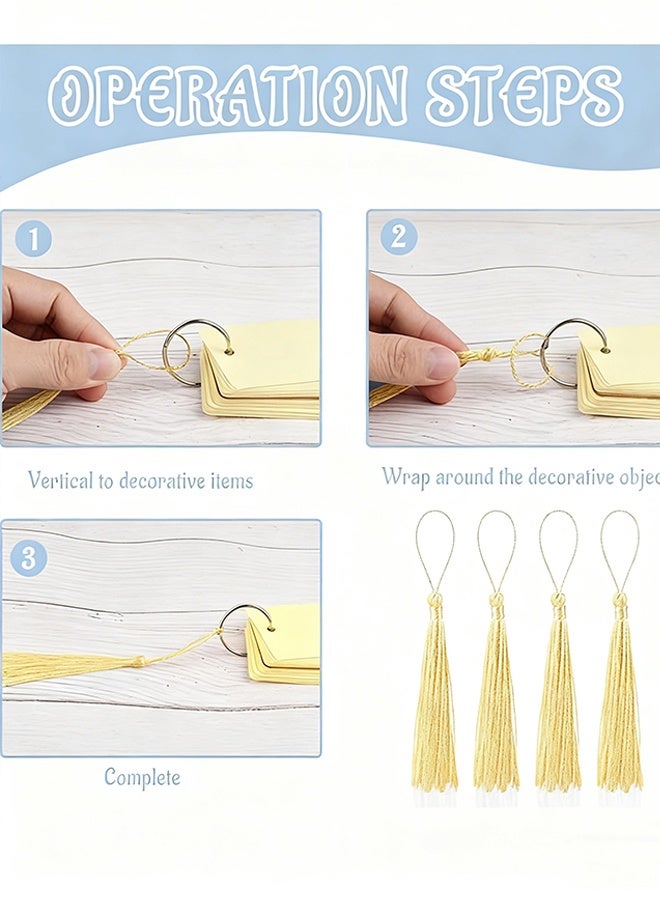 Happy D 100 Pieces Beige 13 cm/5 Inch Silk Handmade Soft Tassel Silk Thread Bookmark Tassel with Rope Loop for Jewelry Making DIY Craft Accessories - Image 4