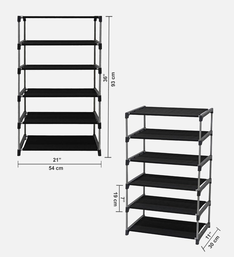 ROBMOB 5 Tier Metal Shoe Rack Collapsible Shoe Organiser with Adjustable Shelves Space Saving Lightweight Racks Foldable Sneaker Footwear Best for Men, Women, Boots, Slippers (Black Cover) - Image 5