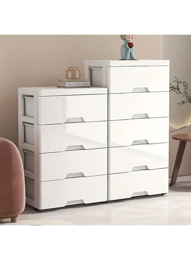 5 Layer White Plastic Storage Cabinet Stackable Drawer Organizer For Home Office - Image 5