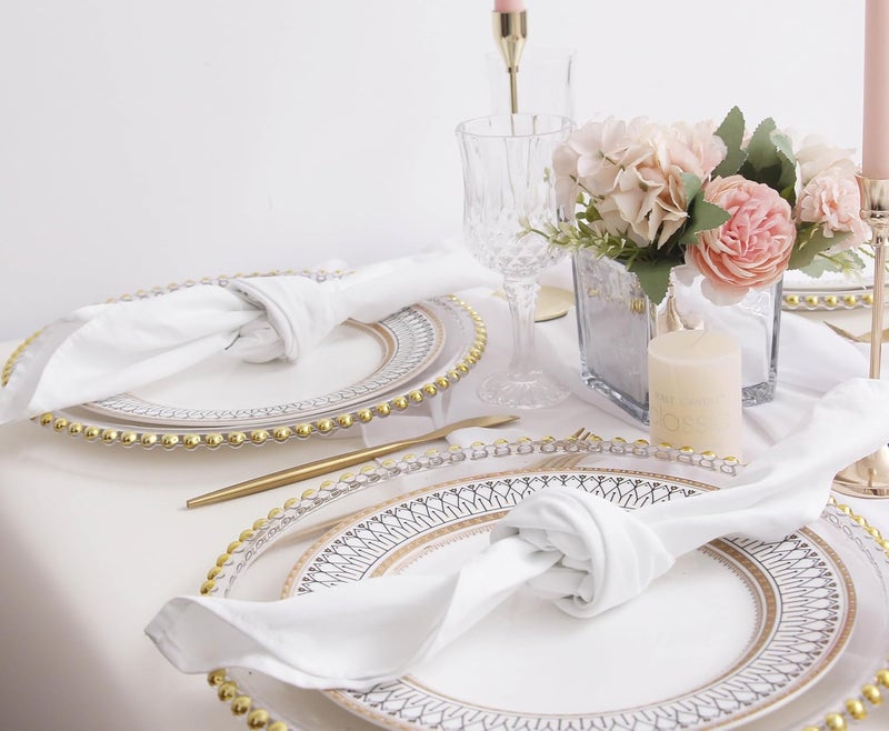 JINVASE Cotton Cloth Napkins Set of 12 Dinner Cloth Napkins Bulk Wedding Christmas Thanksgiving 17  17 White 12 Pack - Image 2