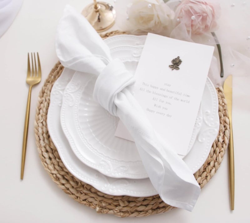JINVASE Cotton Cloth Napkins Set of 12 Dinner Cloth Napkins Bulk Wedding Christmas Thanksgiving 17  17 White 12 Pack - Image 5