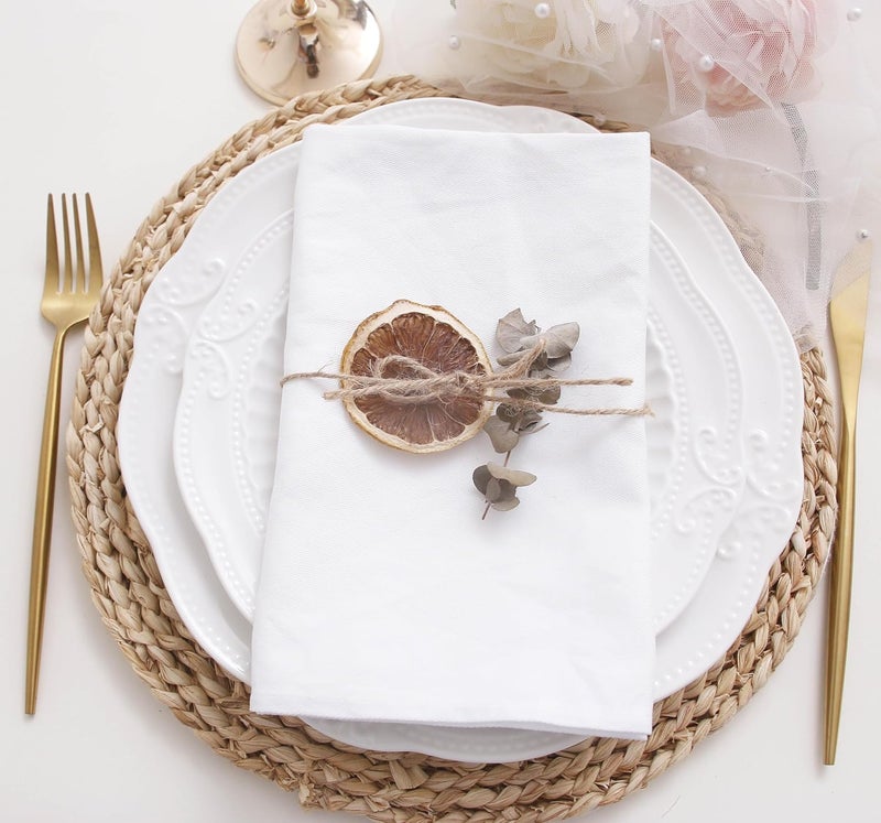 JINVASE Cotton Cloth Napkins Set of 12 Dinner Cloth Napkins Bulk Wedding Christmas Thanksgiving 17  17 White 12 Pack - Image 4