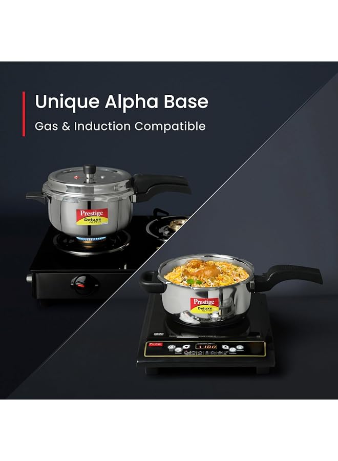 برستيج قدر ضغط ديلوكس ألفا سفاتش، سعة 3 لترات | فولاذ مقاوم للصدأ | متوافق مع الحث | قاعدة مضادة للانتفاخ | مؤشر ضغط فريد فضي - Image 5
