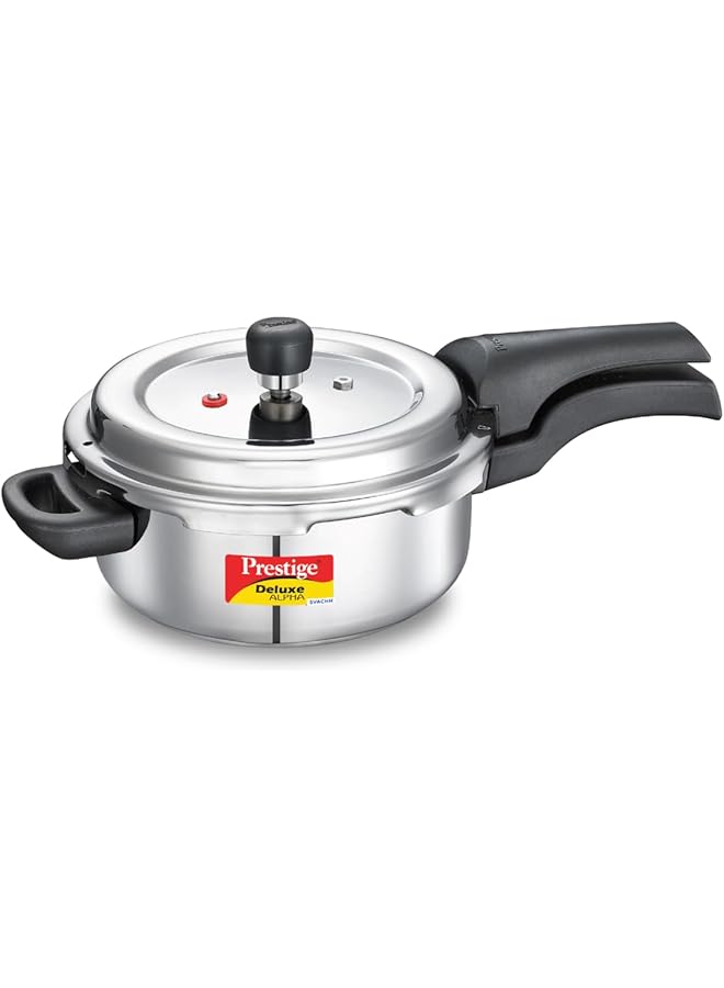 برستيج قدر ضغط ديلوكس ألفا سفاتش، سعة 3 لترات | فولاذ مقاوم للصدأ | متوافق مع الحث | قاعدة مضادة للانتفاخ | مؤشر ضغط فريد فضي - Image 1
