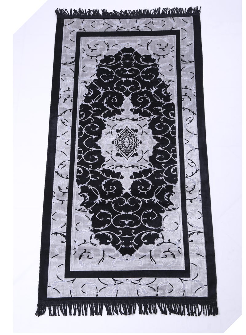 Vitacelli سجادة صلاة إسلامية بجزء علوي مخملي مضاد للانزلاق 614 جرام لكل متر مربع بتصميم جديد سجادة صلاة مبطنة سميكة للرجال والنساء هدية عيد رمضان (140 سم × 70 سم) - Image 1