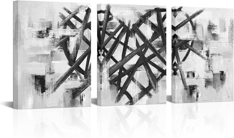 WELMECO Heart Decor Painting Abstract Love Wall Decor Romantic Decoration Black Grey Bedroom Living Room Decor Framed Canvas Printings Ready to Hang (Black) - Image 1