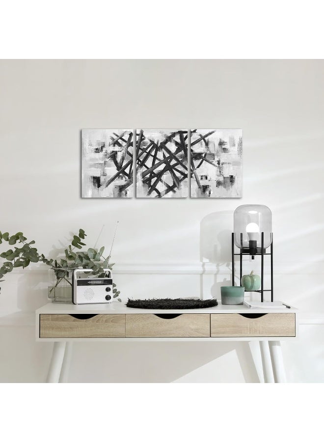 WELMECO Heart Decor Painting Abstract Love Wall Decor Romantic Decoration Black Grey Bedroom Living Room Decor Framed Canvas Printings Ready to Hang (Black) - Image 3