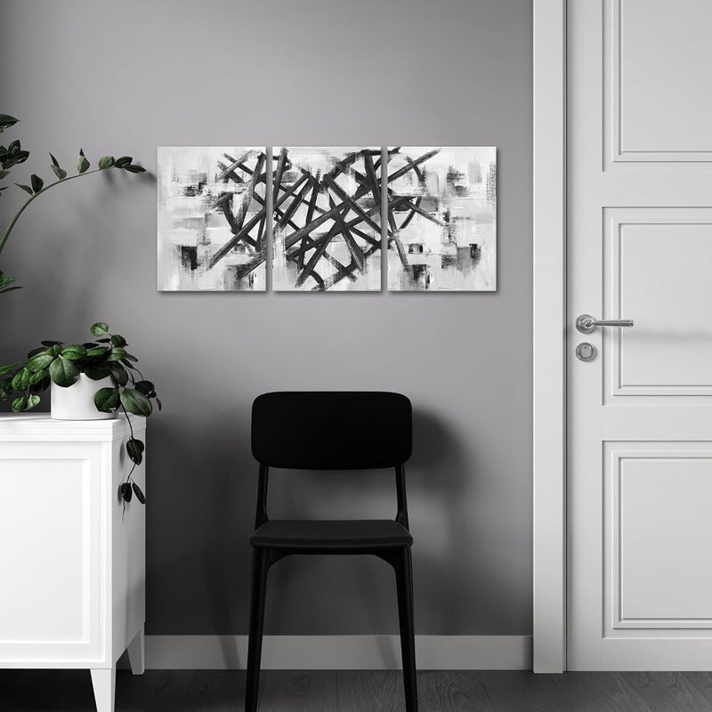 WELMECO Heart Decor Painting Abstract Love Wall Decor Romantic Decoration Black Grey Bedroom Living Room Decor Framed Canvas Printings Ready to Hang (Black) - Image 5