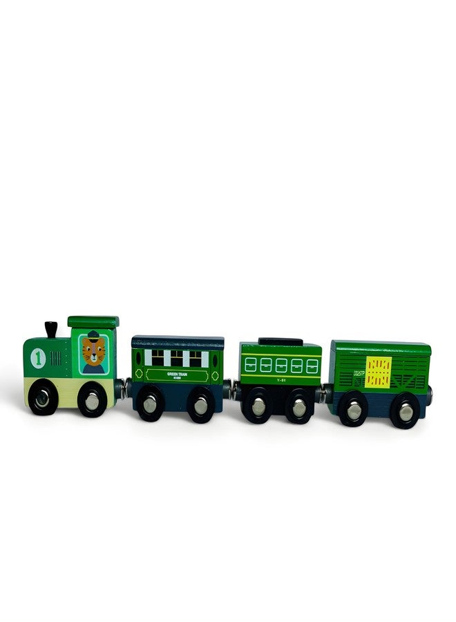MarvelStore Wooden Magnetic Train Set, 4 Pieces,Educational Toy for Boys and Girls. Skill-Building Magnetic Wooden Trains | Deluxe Railway Set for Toddlers Kids Boys and Girls(Magnetic Train Style-10) - Image 1