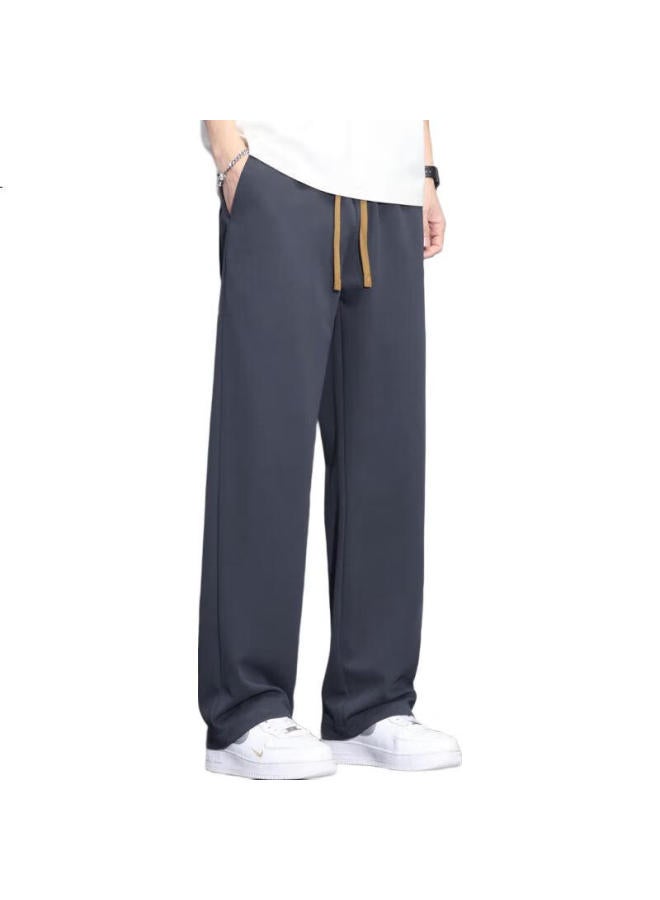 Tucano Men'S Casual Pants Men'S Summer Thin Loose Straight Wide Leg American Sports Trousers Deep Gray Xl - Image 2