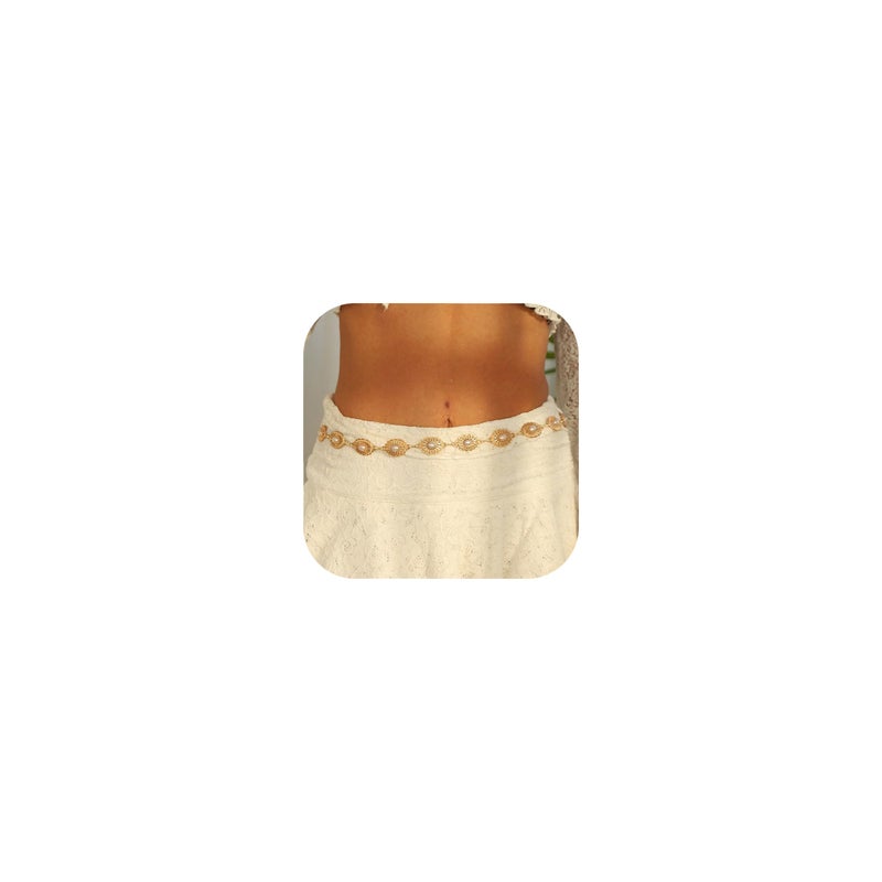 RINHOO Metal Waist Chain Belt for Women Cowgirl Chain Concho Belts for Dresses Jeans Country Concert Outfit (Style 3) - Image 1
