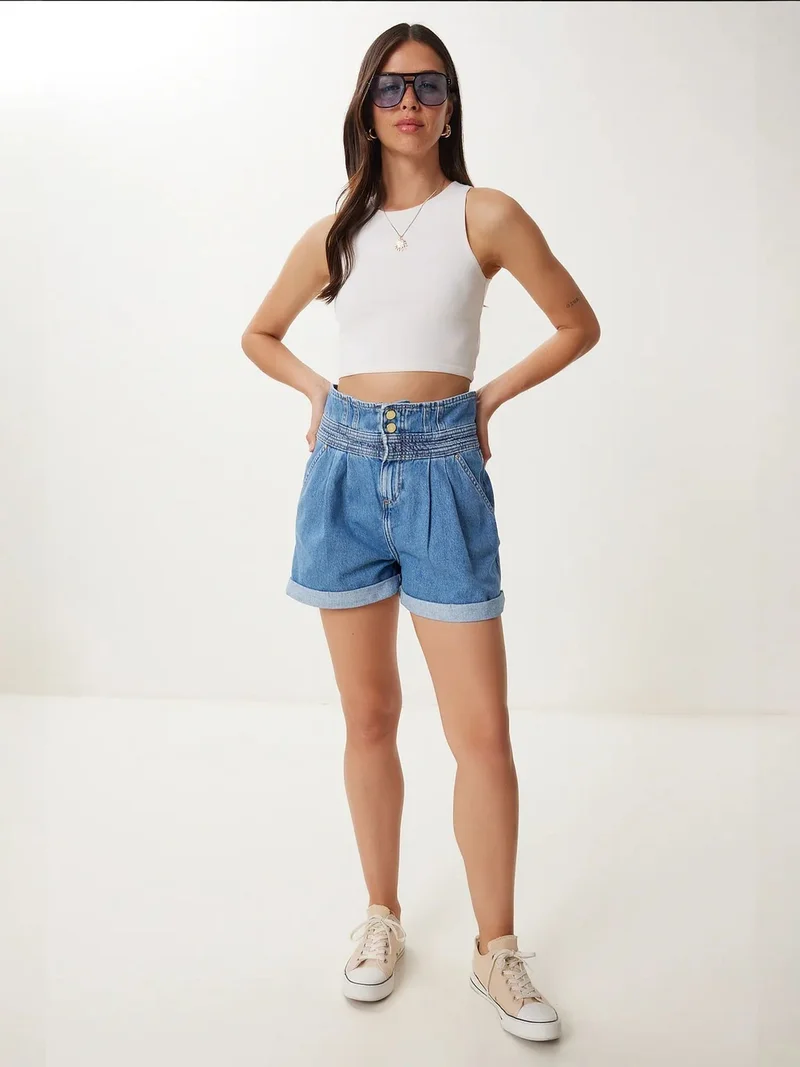 السعادة في إسطنبول ISTANBUL High-Waist Mom Denim Shorts