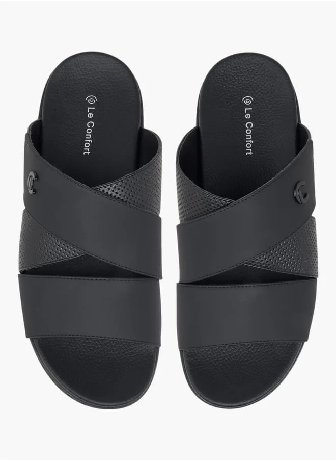 لو كونفورت Men Textured Cross Strap Slip-On Sandals