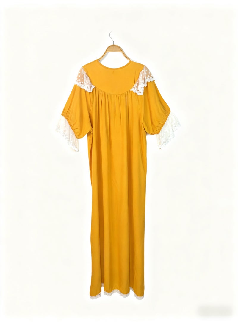 Orchid Women Short-Sleeved Lace Princess style NightGown-Comfortable and Soft Home Wear - Image 3