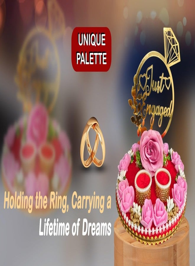 Unique Palette JUST ENGAGED Red Engagement Ring Thali | Sagai Ring Ceremony | Wedding Ceremony - Image 3