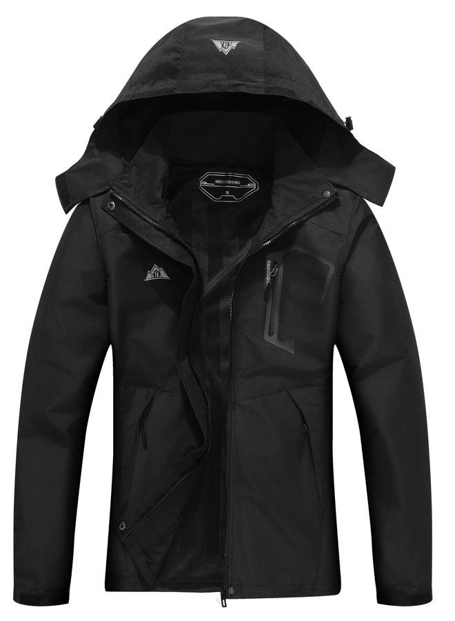 DECKTIN Women's Waterproof Lightweight Rain Jacket Windproof Breathable Trench Coat Detachable Hood Raincoats Outdoor Hiking Jacket, Black, M - Image 1