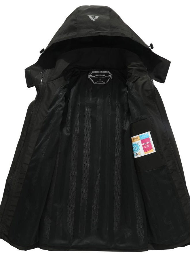 DECKTIN Women's Waterproof Lightweight Rain Jacket Windproof Breathable Trench Coat Detachable Hood Raincoats Outdoor Hiking Jacket, Black, M - Image 3