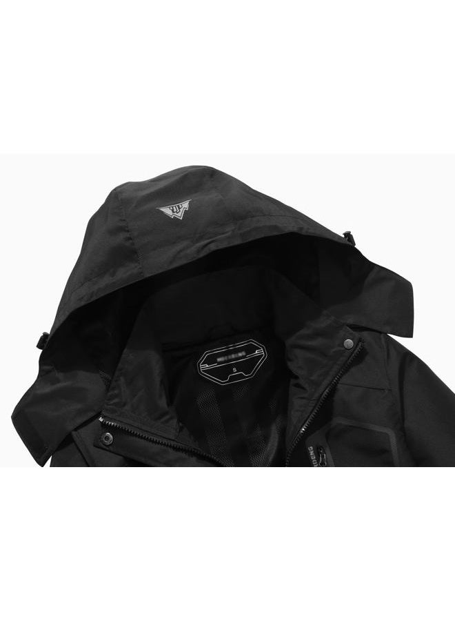 DECKTIN Women's Waterproof Lightweight Rain Jacket Windproof Breathable Trench Coat Detachable Hood Raincoats Outdoor Hiking Jacket, Black, M - Image 4