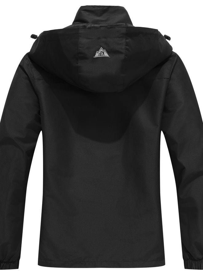 DECKTIN Women's Waterproof Lightweight Rain Jacket Windproof Breathable Trench Coat Detachable Hood Raincoats Outdoor Hiking Jacket, Black, M - Image 2