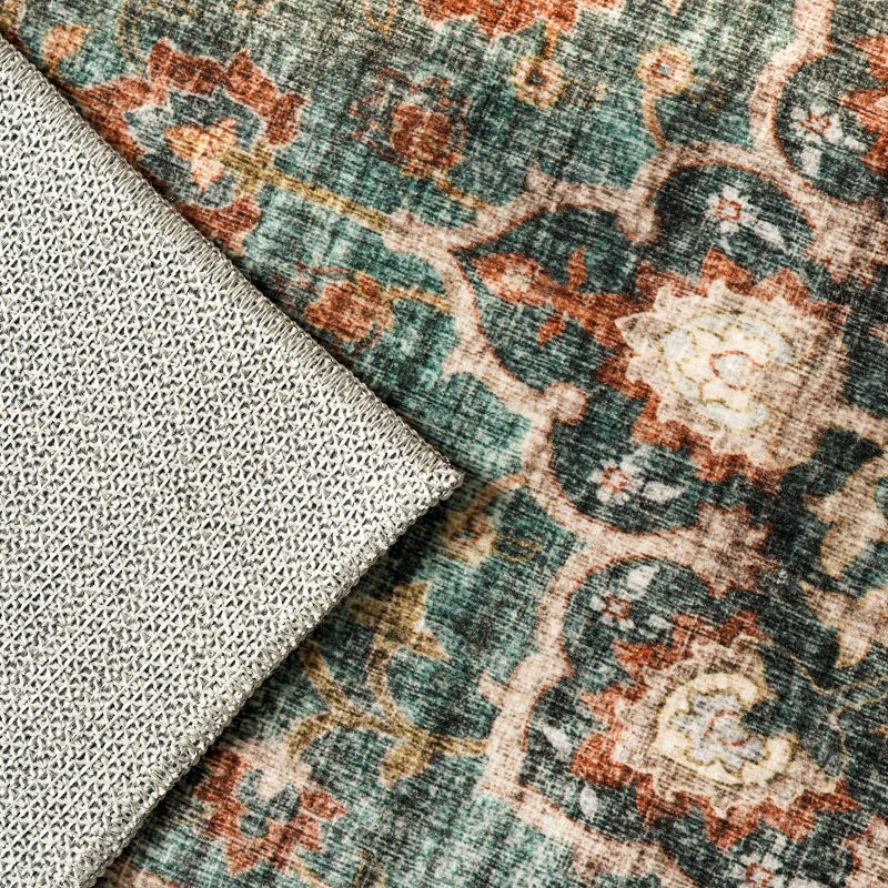 TOPRUUG Washable Oriental Area Rug - 2x3 Rugs for Living Room Soft Carpet for Bedroom Waterproof Floral Distressed Indoor Stain Resistant Non-Shedding Floor Carpets (Green, 2x3) - Image 5