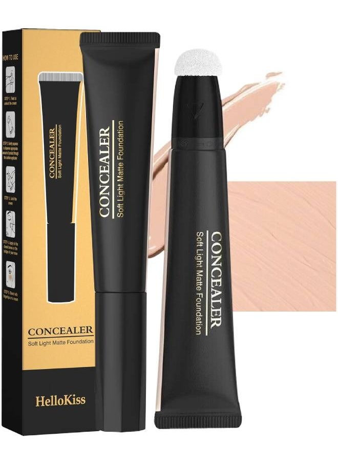 HelloKiss - Concealer Soft Light Matte Foundation Concealer Conceals Blemish and Redness Flawless Natural Coverage for Normal to Oily Skin Instant Age Rewind Eraser Dark Circles Treatment 02 - Image 1