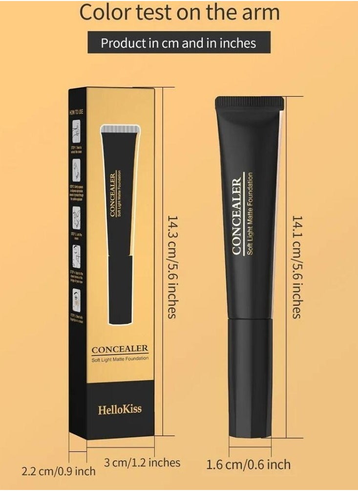HelloKiss - Concealer Soft Light Matte Foundation Concealer Conceals Blemish and Redness Flawless Natural Coverage for Normal to Oily Skin Instant Age Rewind Eraser Dark Circles Treatment 02 - Image 1