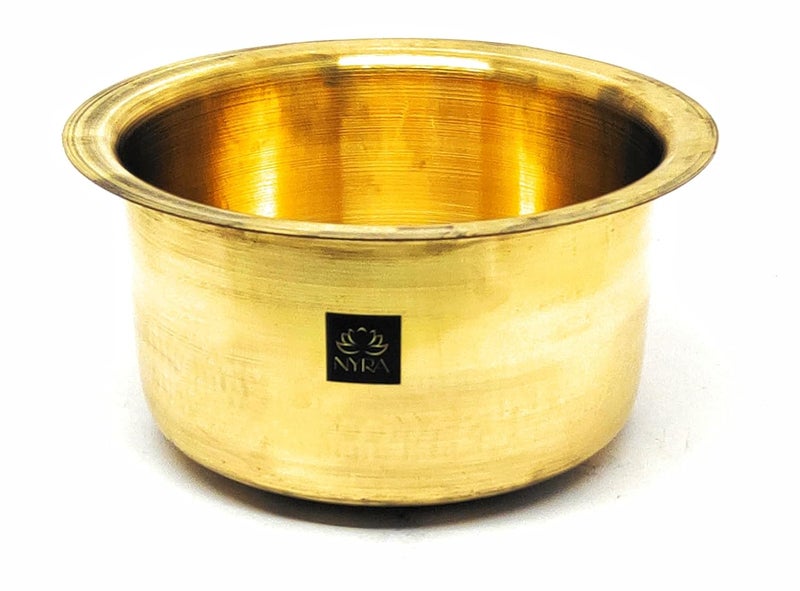 Nyra Pure BrassPeetal Round Heavy Bottom TapeliPatilaTopeTopiaBhagona Glossy Finish Brass Cookware Pot Golden 48 LTR