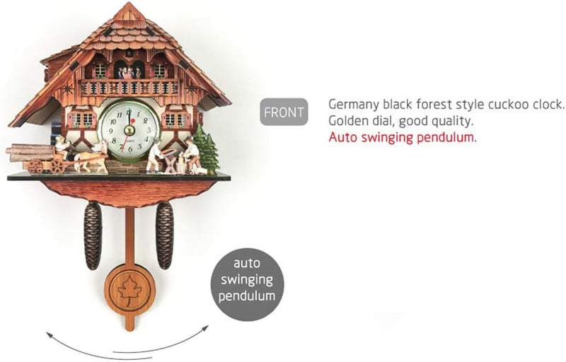 klarako Cuckoo Clock Wall Clock with Bird, Watch, Children Decoration, Watch, G - Image 3