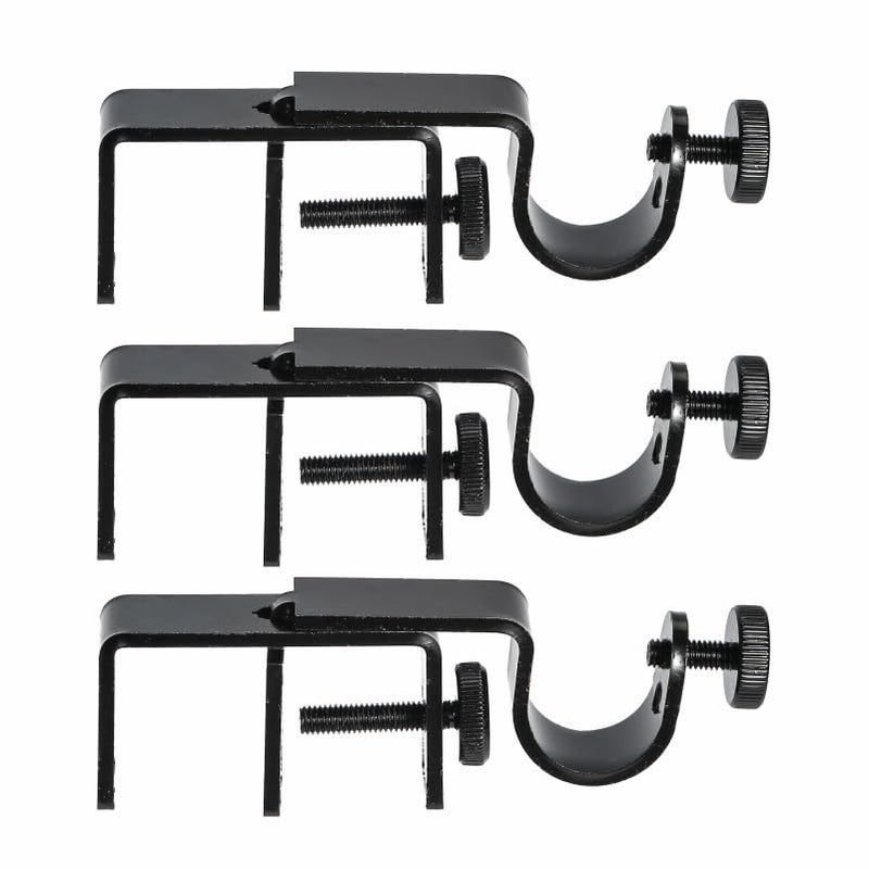 Myskuasin Outside Mounted Blinds Curtain Rod Bracket -- Tool-Free No Drill Installation for 1.3-2 Inch Rectangular Headrails, Black 3-Pack - Image 1