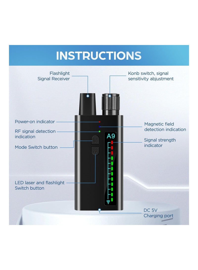 Captaintech Hidden Camera Detectors, Spy Cameras Detector, Bug Detector, Anti Spy/RF Signal/Listening Devices, GPS Tracker Detector-6 Levels Sensitivity, Pro Portable camera finder for Hotels,Office,Travel - Image 4