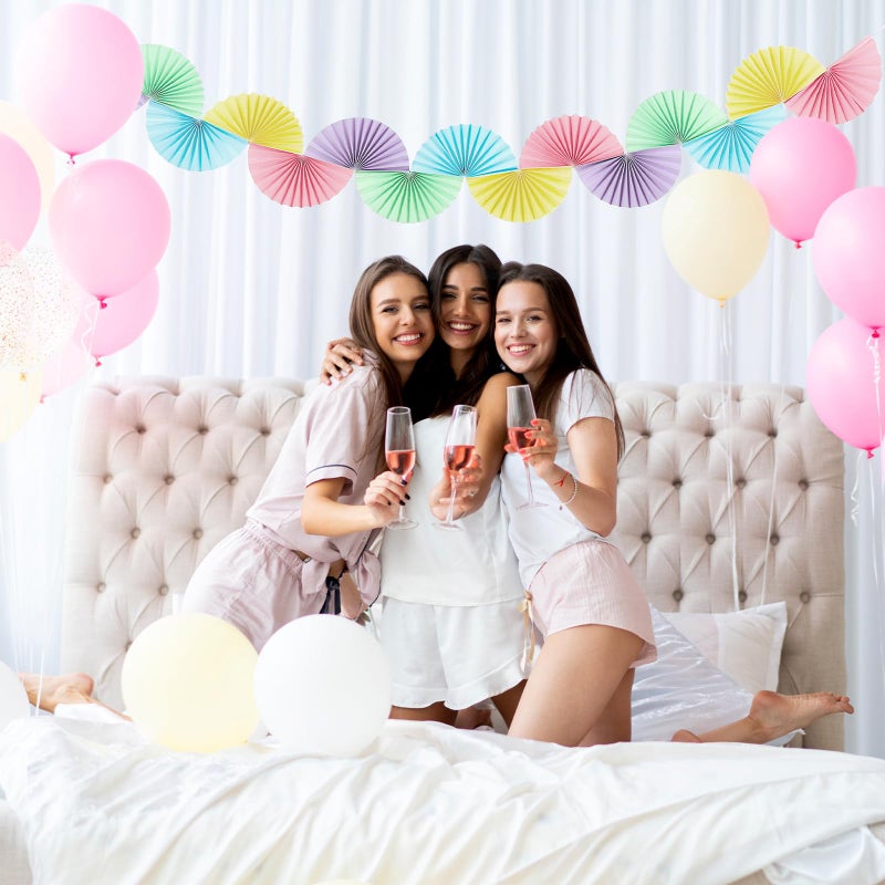 Weekgrat 3 Pack Wedding Paper Fans Garland 15.6ft Colorful Background Ceiling Hanging Decorations Paper Garland Decorations Set for Birthday Party Supplies 3D Bachelorette Party Decorations (Pastel) - Image 5