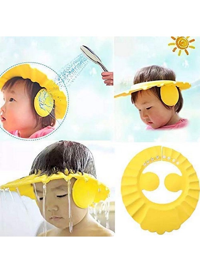 THE QUIRK BOX Baby shower caps Adjustable Safe Soft Bathing Baby Shower Hair Wash Cap For Children, Baby Bath Cap Shower Protection For Eyes And Ear, Bathing Baby Shower Cap - Set of 2 - Assorted colors - Image 2