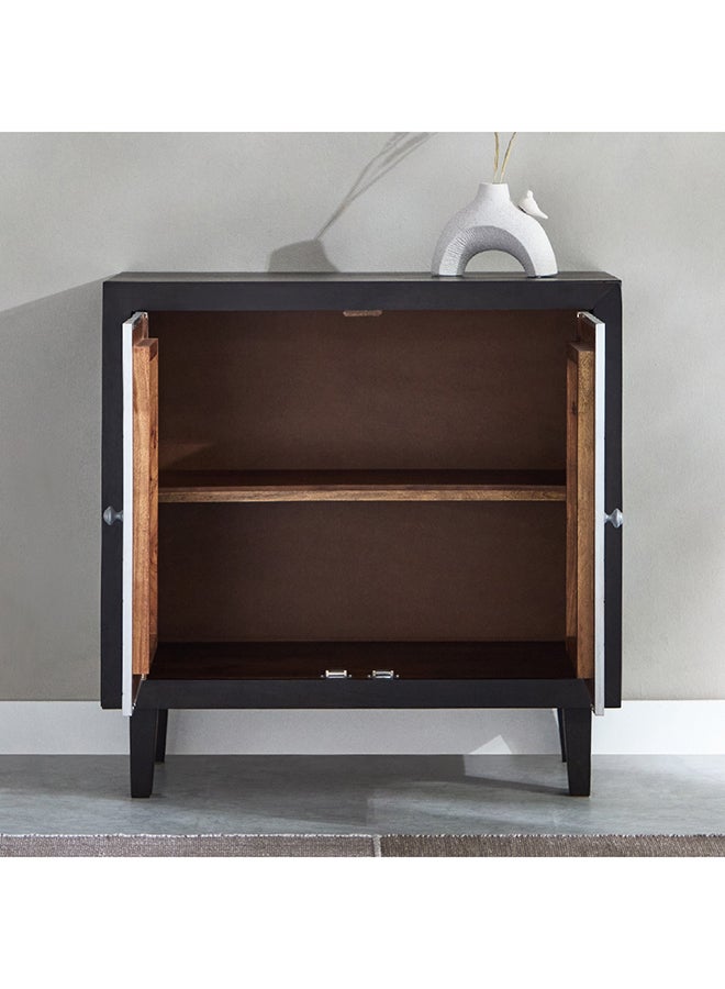 Home Box بوفية جانبي من الخشب الصلب بلمسة شمسية مع أبواب مغطاة بالألمنيوم 40 × 90 × 90 سم - Image 3