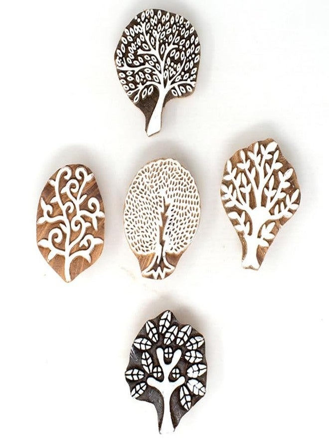 TwoGrams | Set of 5 | Wooden Indian Traditional Design Printing Stamps/Blocks for Printing Saree Border/Dresses/Craft Card Making/Scrapbook/Clay Pottery - Image 1