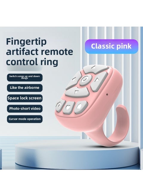 Multi-function Shaking Audio And Video Remote Control Bluetooth Like Page Turning Artifact Comes With Charging Bin Remote Control Ring-Color:S22 [powder]