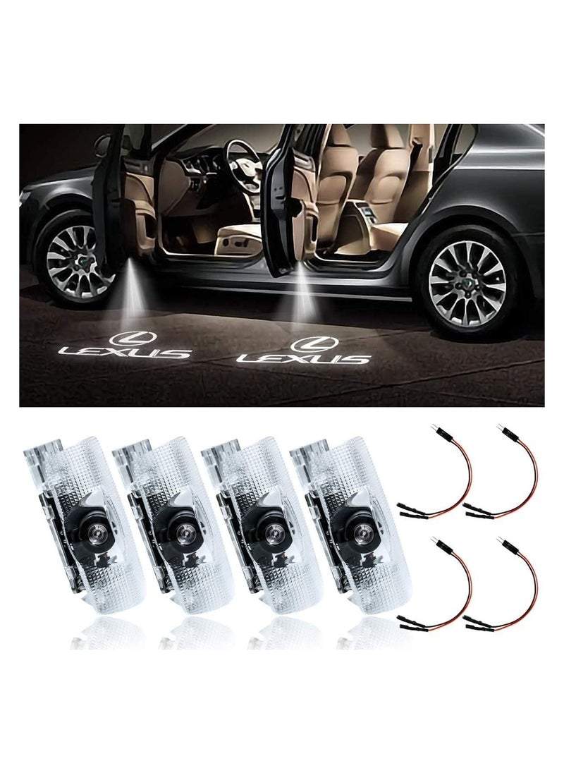 Generic - 4 Pack LED Car Door Logo Light Projector, Welcome Laser Lights Car Door Courtesy Lights 3D Logo Door Lights White LED Projector Lamps for RXESGXLSLXISGSRCUX Series Lexus Door Light Replacement - Image 1