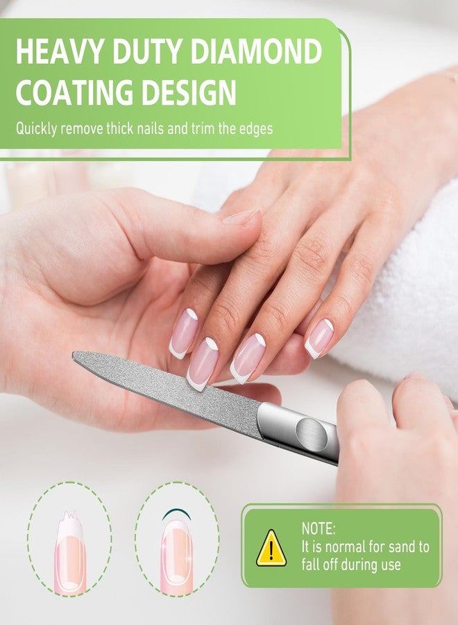 BALUCA Stainless Steel Diamond Nail File for Natural Acrylic Nails, Double Sided Metal Fingernail Toenail File for Women, Durable and Efficient Nail Care Tool - Black (Silver) - Image 2