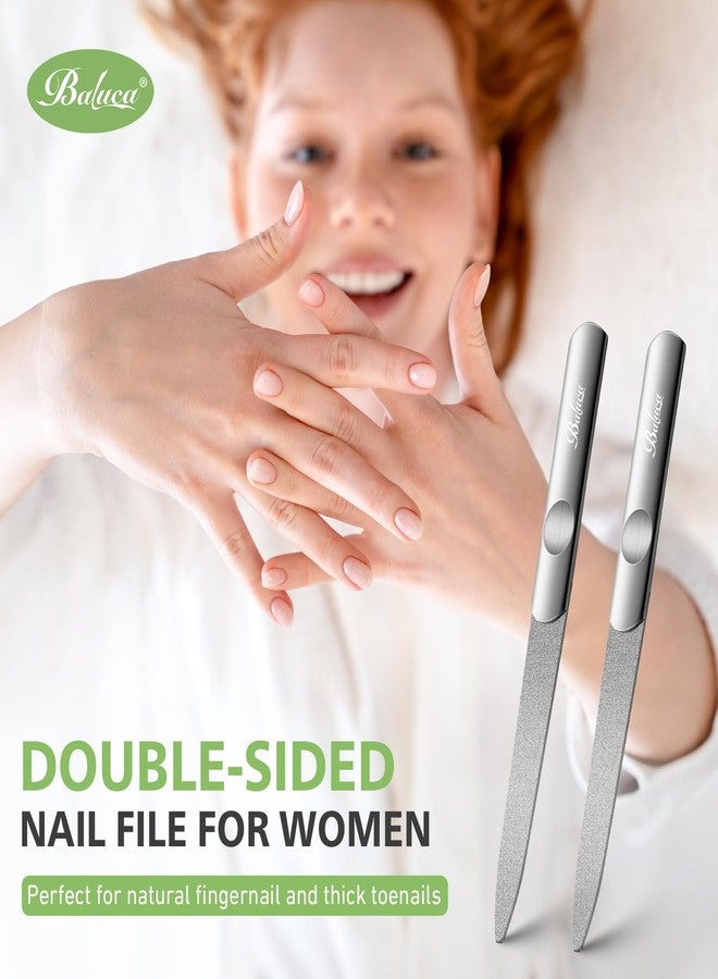 BALUCA Stainless Steel Diamond Nail File for Natural Acrylic Nails, Double Sided Metal Fingernail Toenail File for Women, Durable and Efficient Nail Care Tool - Black (Silver) - Image 4