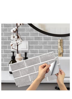 Golden 6-Sheet Grey Peel and Stick Wallpaper, Subway Tile 6''x12'' Self Adhesive Wall Tiles Waterproof PVC Stick on Backsplash Vinyl Decorative Tiles Stickers for Kitchen Bathroom  - Image 1