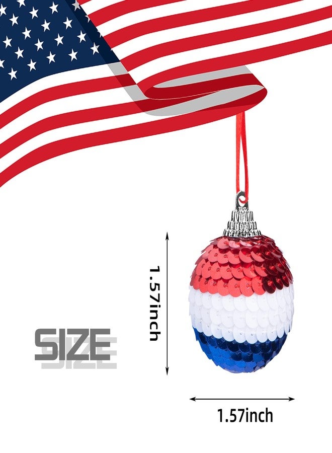 LFUTARI 24 Piece Independence Day Hanging Ball - 1.57" Memorial Day Sequin Hanging Ball Ornament - 4th of July Red White Blue Tree Decorations for Memorial Day Veterans Patriotic USA Themed Party Supplies - Image 2