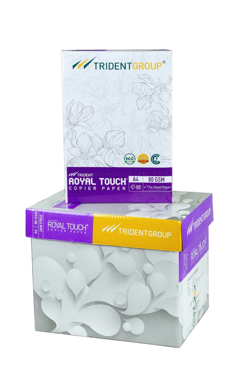 ترايدنت ورق نسخ ترايدنت رويال تاتش الصديق للبيئة، مقاس A4، 80 جرامًا للمتر المربع | عبوة واحدة (5 رزم × 500 ورقة) - منتج زراعي - Image 1