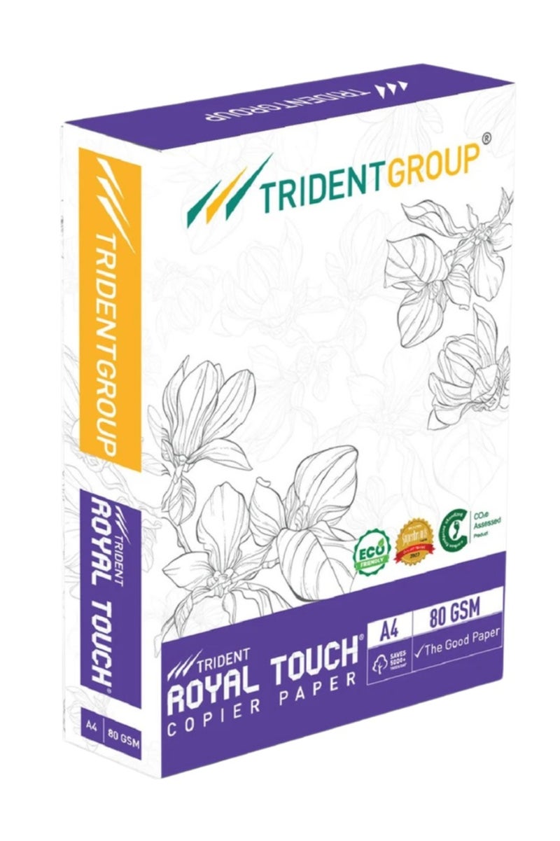 ترايدنت ورق نسخ ترايدنت رويال تاتش الصديق للبيئة، مقاس A4، 80 جرامًا للمتر المربع | عبوة واحدة (5 رزم × 500 ورقة) - منتج زراعي - Image 2