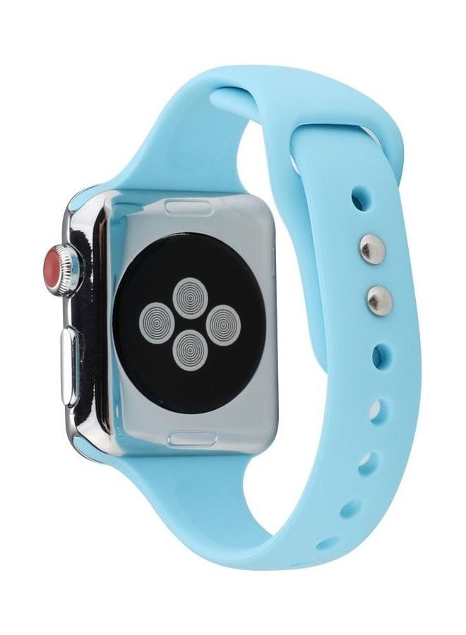 NIBEMINENT Thin Silicone Double Buckle Replacement Wrist Strap For Apple Watch 5/4 44mm - 3/2/1 42mm Blue - Image 4