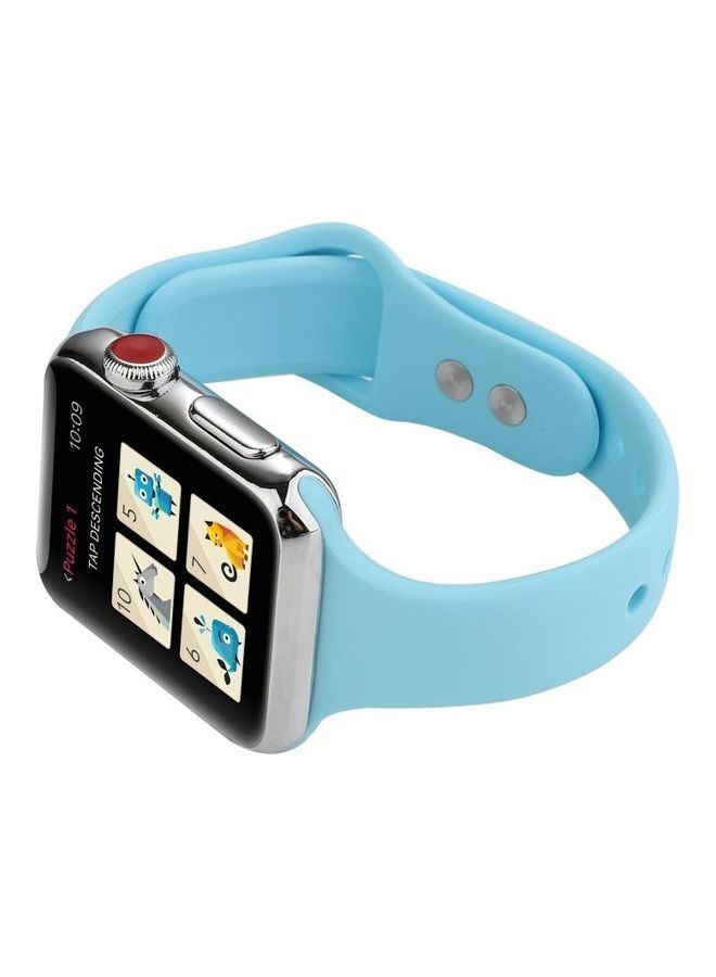 NIBEMINENT Thin Silicone Double Buckle Replacement Wrist Strap For Apple Watch 5/4 44mm - 3/2/1 42mm Blue - Image 5