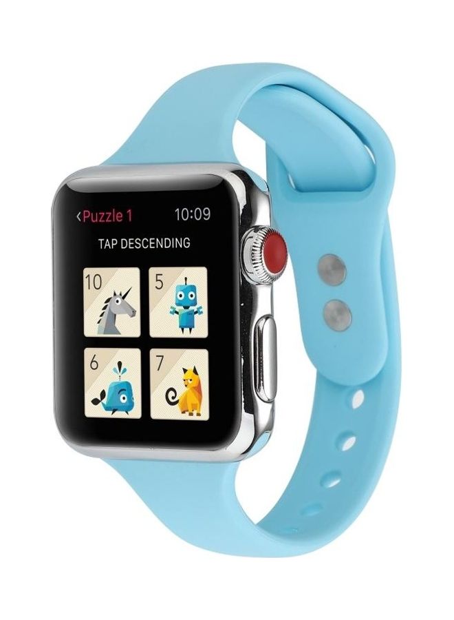 NIBEMINENT Thin Silicone Double Buckle Replacement Wrist Strap For Apple Watch 5/4 44mm - 3/2/1 42mm Blue - Image 3