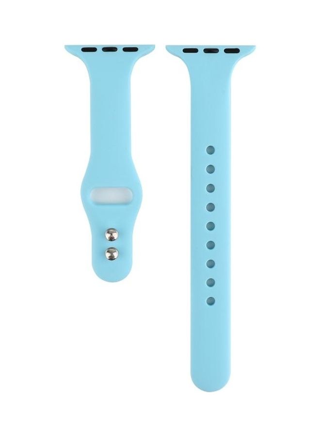 NIBEMINENT Thin Silicone Double Buckle Replacement Wrist Strap For Apple Watch 5/4 44mm - 3/2/1 42mm Blue - Image 2